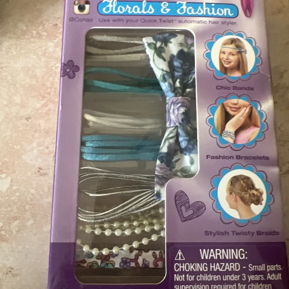 2015‎ Conair Quick Twist Hair Accessory Pack Florals & Fashion Kids Blue Purple